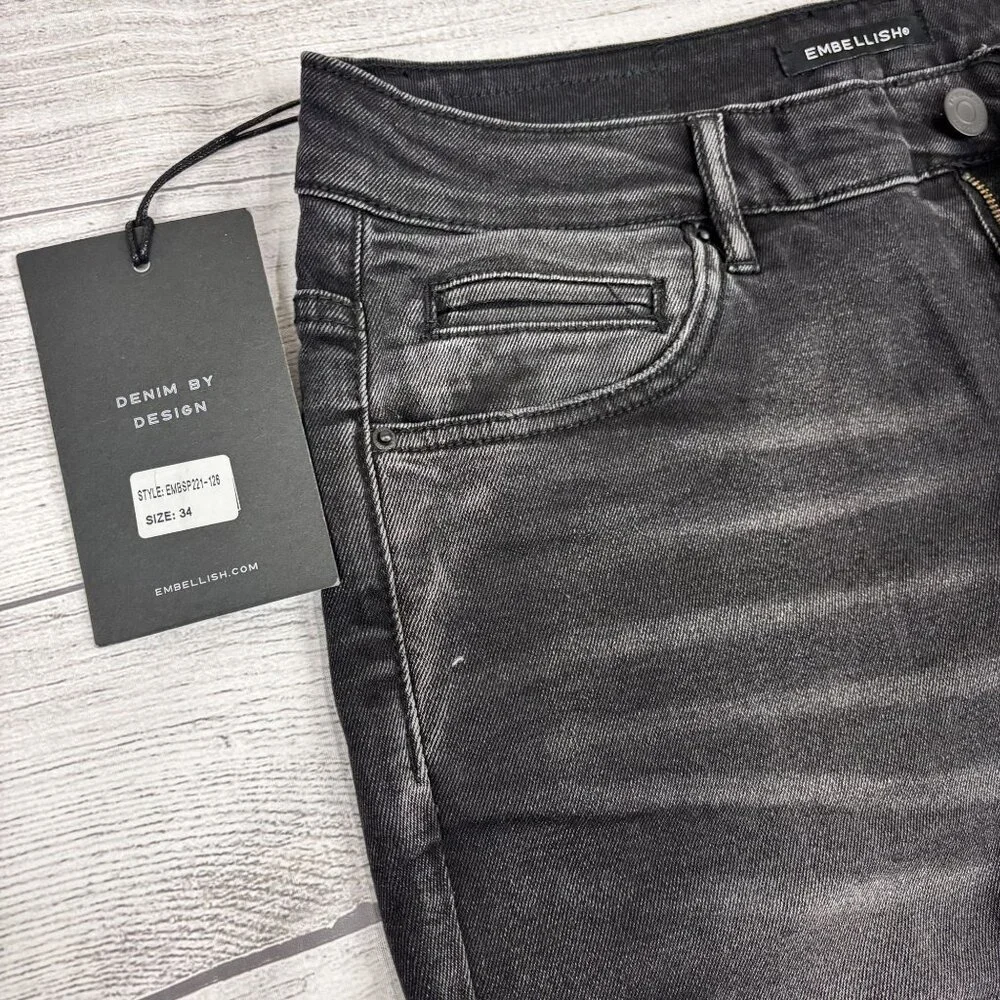 Embellish Mens Black Distressed Skinny Jeans With Colorful Patches Size 34 - Picture 14 of 16